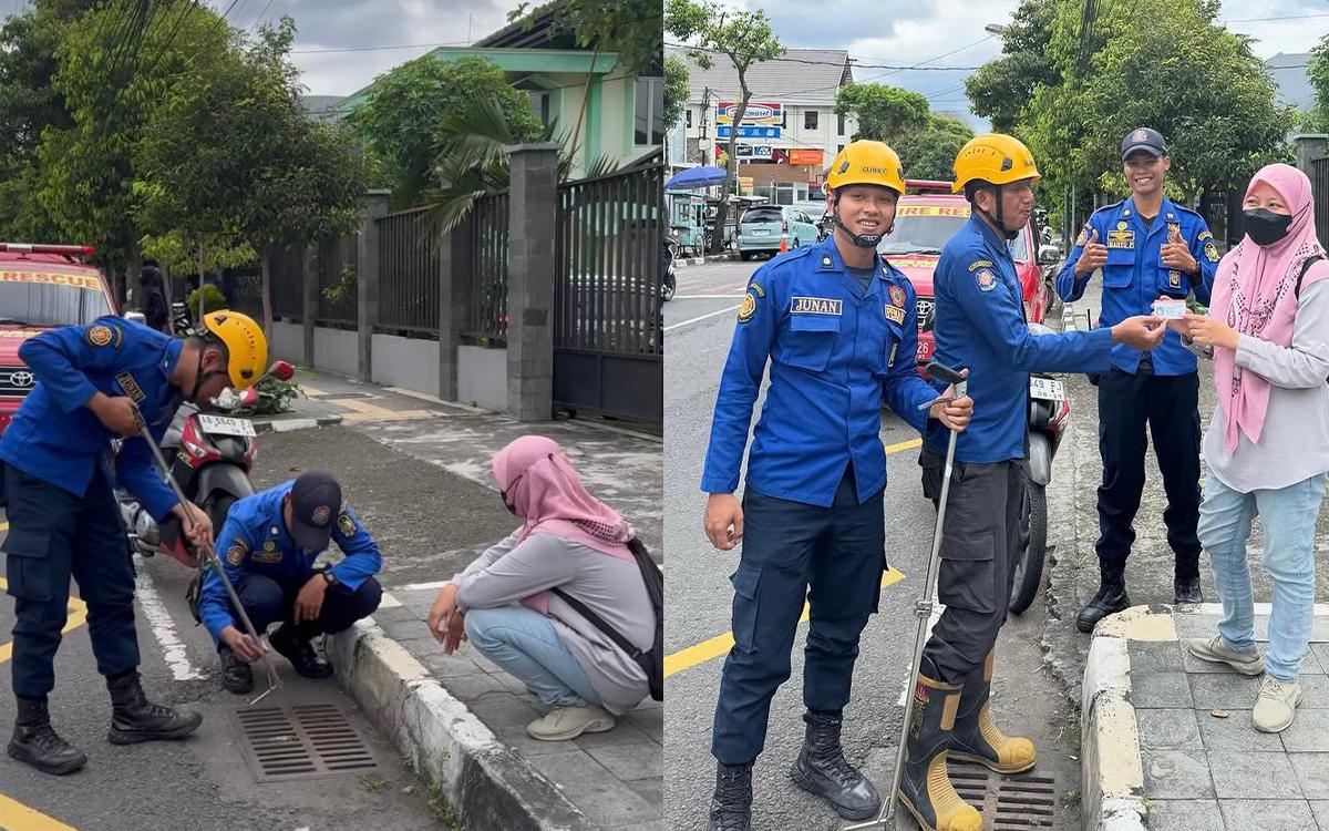 SIM Seorang Wanita di Jogja Nyemplung ke Lubang Resapan Air, Panik Maksimal Takut Kena Tilang!