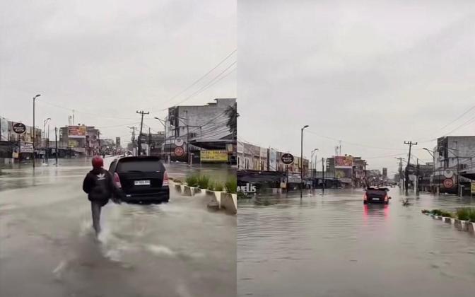 Jangan Coba-Coba! Toyota Innova & Pajero Nekat Terobos Banjir di Medan, Ujungnya Malah Ngapung