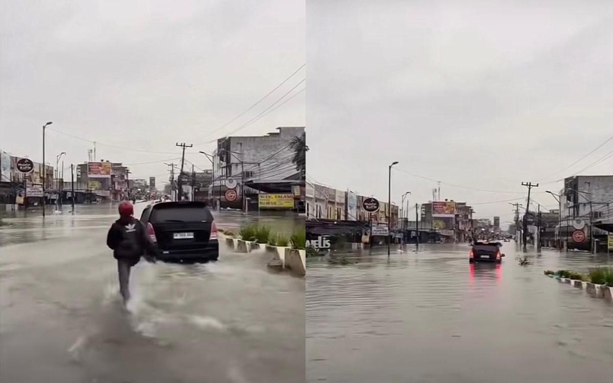 Jangan Coba-Coba! Toyota Innova & Pajero Nekat Terobos Banjir di Medan, Ujungnya Malah Ngapung