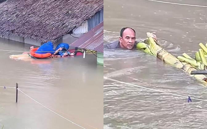Evakuasi Dramatis! Banjir Hantam Pangkalan Brandan, Kapolsek AKP Amrizal Pimpin Evakuasi Lansia