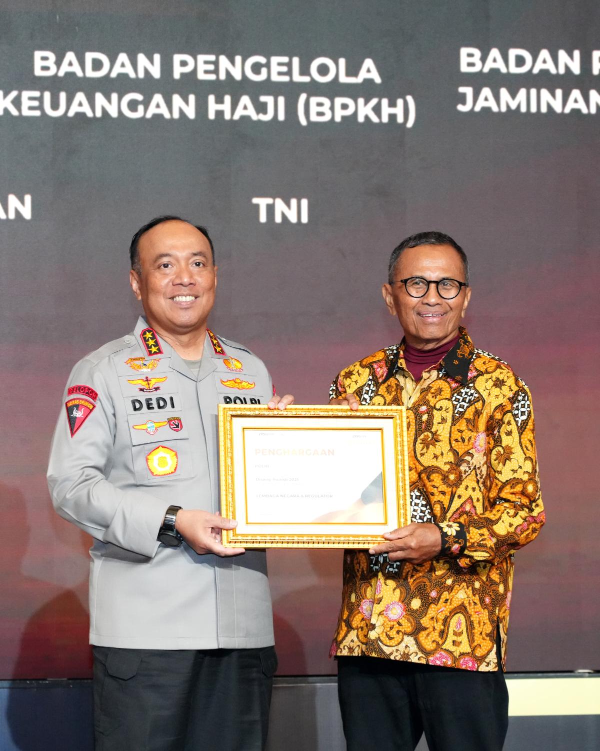 Polri Raih Penghargaan Disway Award 2025 Kategori Lembaga Negara & Regulator Terpopuler