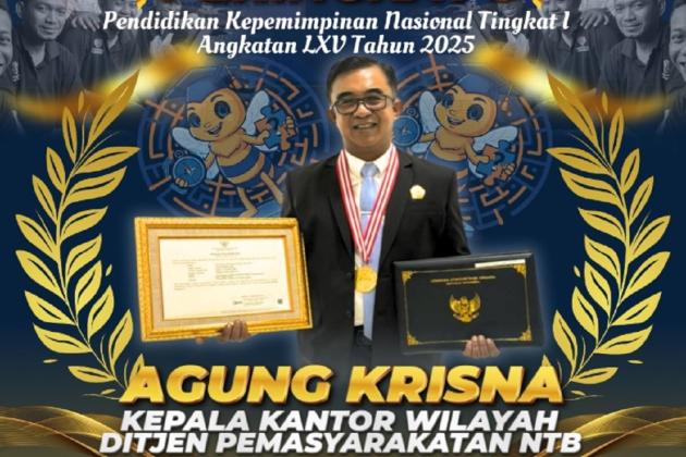 Kakanwil Ditjenpas NTB Agung Krisna Raih Peringkat 3 PKN I Angkatan LXV 2025
