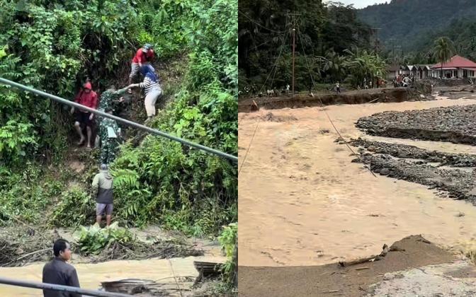 Mencekam! Jalan Batu Busuk Terputus, Ibu Hamil Besar di Padang Nekat Terjang Bukit