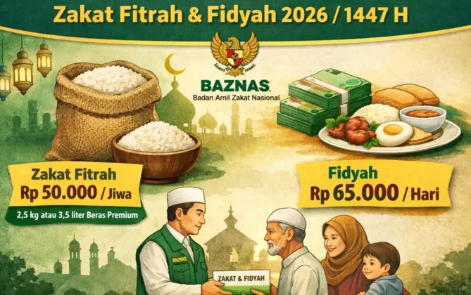 RESMI! BAZNAS Tetapkan Zakat Fitrah Rp50 Ribu, Ini Rinciannya