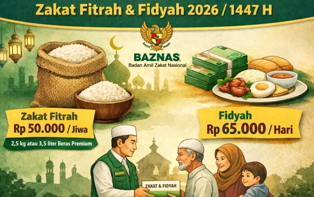RESMI! BAZNAS Tetapkan Zakat Fitrah Rp50 Ribu, Ini Rinciannya