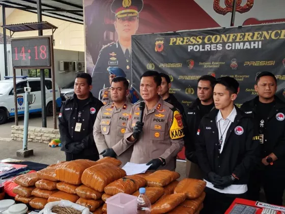 Gawat! Ganja Satu Kuintal Nyaris Masuk Bandung, Polres Cimahi Bongkar Sindikat Lintas Sumatera Senilai Rp600 Juta