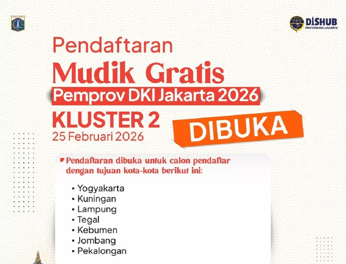 Klaster 2 Mudik Gratis Pemprov DKI Jakarta 2026 Resmi Dibuka, Simak Rute dan Syaratnya