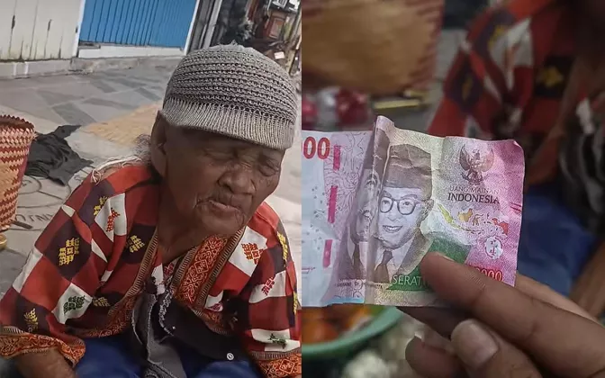 Viral! Nenek Penjual Sayur di Nganjuk Ditipu Uang Mainan Rp100 Ribu, Warganet Langsung Bergerak