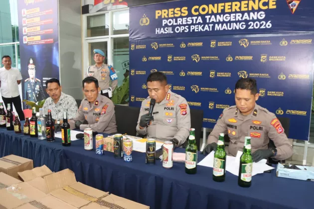 Polresta Tangerang Amankan 2.268 Botol Miras dan 10.779 Butir Obat Keras dalam Operasi Pekat Maung 2026