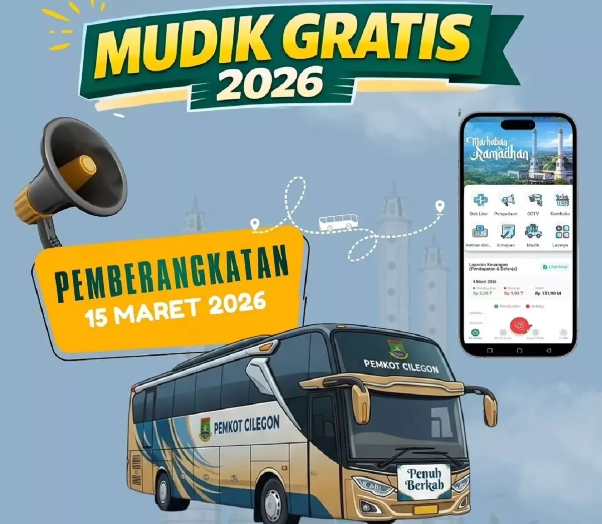 Daftar Sekarang! Mudik Gratis Pemkot Cilegon 2026 Dibuka Hari Ini, Cek Rute Jawa-Sumatera