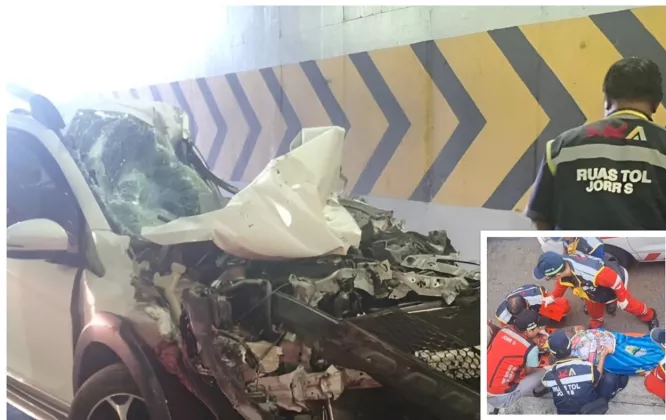 Detik-Detik MENCEKAM di Tol JORR! Truk Rem Blong HANTAM 6 Kendaraan, 1 Penumpang TERJEPIT, Begini Kondisinya