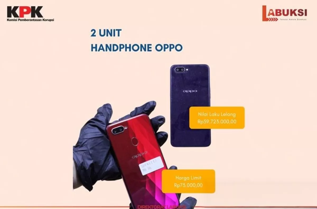 LELANG KPK ANEH! HP OPPO Bekas Rp73 Ribu MILIK KORUPTOR Terjual Rp59,71 Juta, SIAPA PEMBELINYA?  