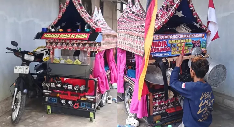 Mudik Unik Jelang Lebaran! Tempuh Perjalanan Padang Pariaman ke Bogor Naik Becak Motor 