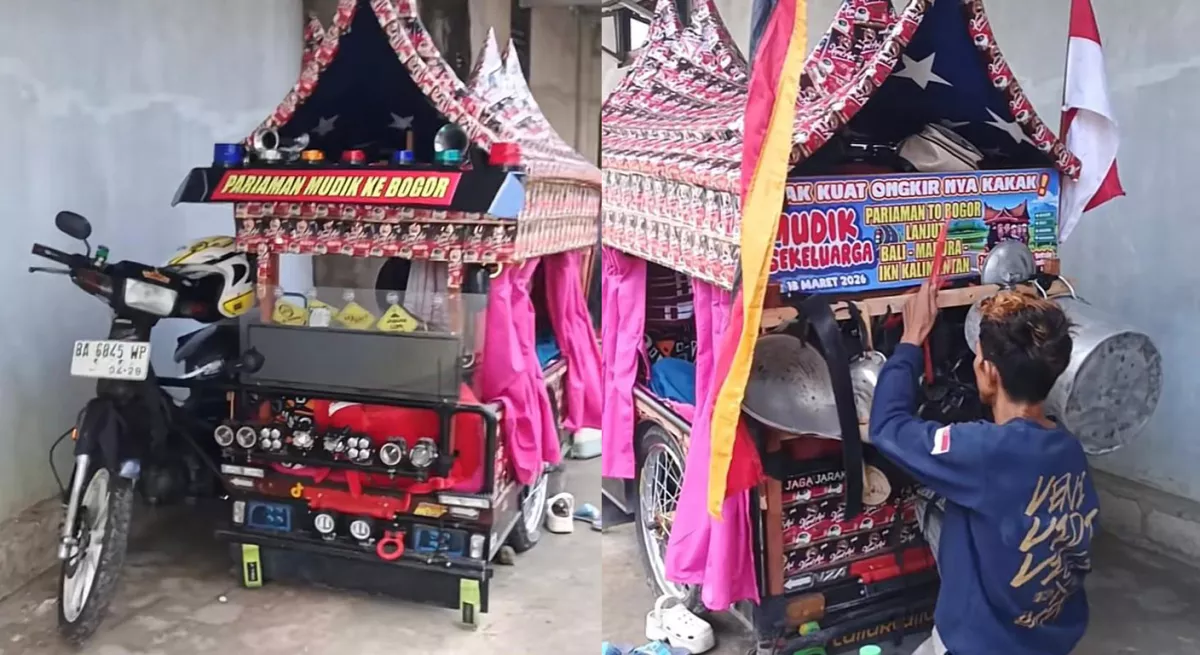 Mudik Unik Jelang Lebaran! Tempuh Perjalanan Padang Pariaman ke Bogor Naik Becak Motor 