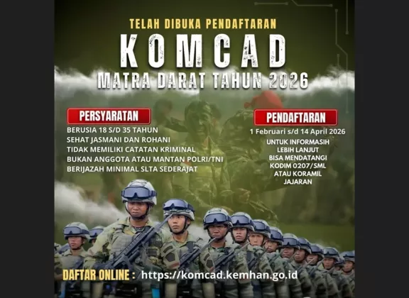 PENDAFTARAN KOMCAD 2026 DIBUKA: Gratis, Dapat Uang Saku & Fasilitas Lengkap, Ini Syarat, Jadwal & Link Resminya