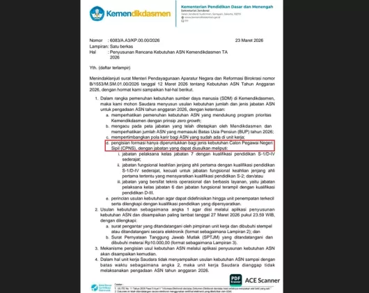 RESMI! Kemendikdasmen Buka Jalur KHUSUS CPNS 2026 (Tanpa PPPK): Lulusan D3, S1, & S2 MERAPAT, Ini Bocoran Formasi & Syarat Lengkapnya