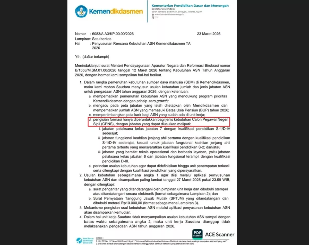 RESMI! Kemendikdasmen Buka Jalur KHUSUS CPNS 2026 (Tanpa PPPK): Lulusan D3, S1, & S2 MERAPAT, Ini Bocoran Formasi & Syarat Lengkapnya