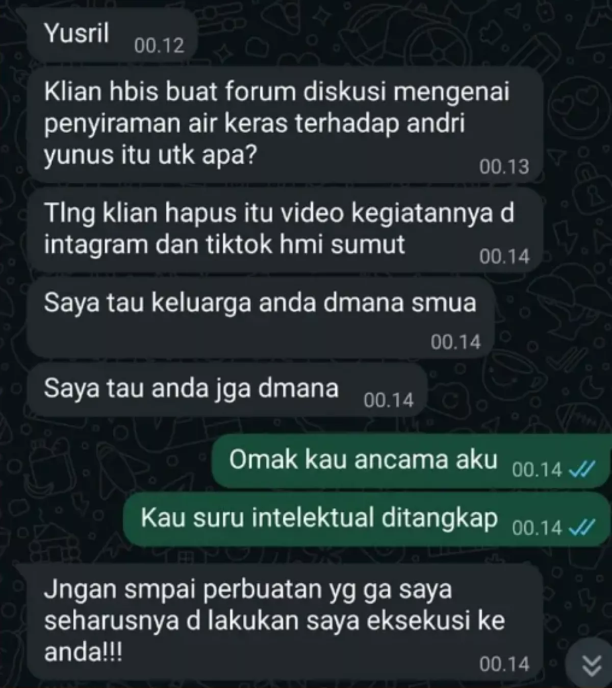 Ngeri! Ketua Badko HMI Sumut Diteror Usai Diskusi Kasus Air Keras: Hapus Video Jangan Sampai Saya Eksekusi Anda!