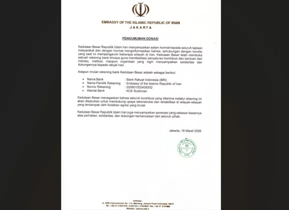 Kedubes Iran di Jakarta Buka Rekening Donasi Resmi untuk Rakyat Indonesia, Ini Caranya!