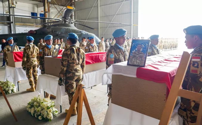 Penghormatan Terakhir PBB untuk Tiga Ksatria TNI yang Gugur di Lebanon Selatan