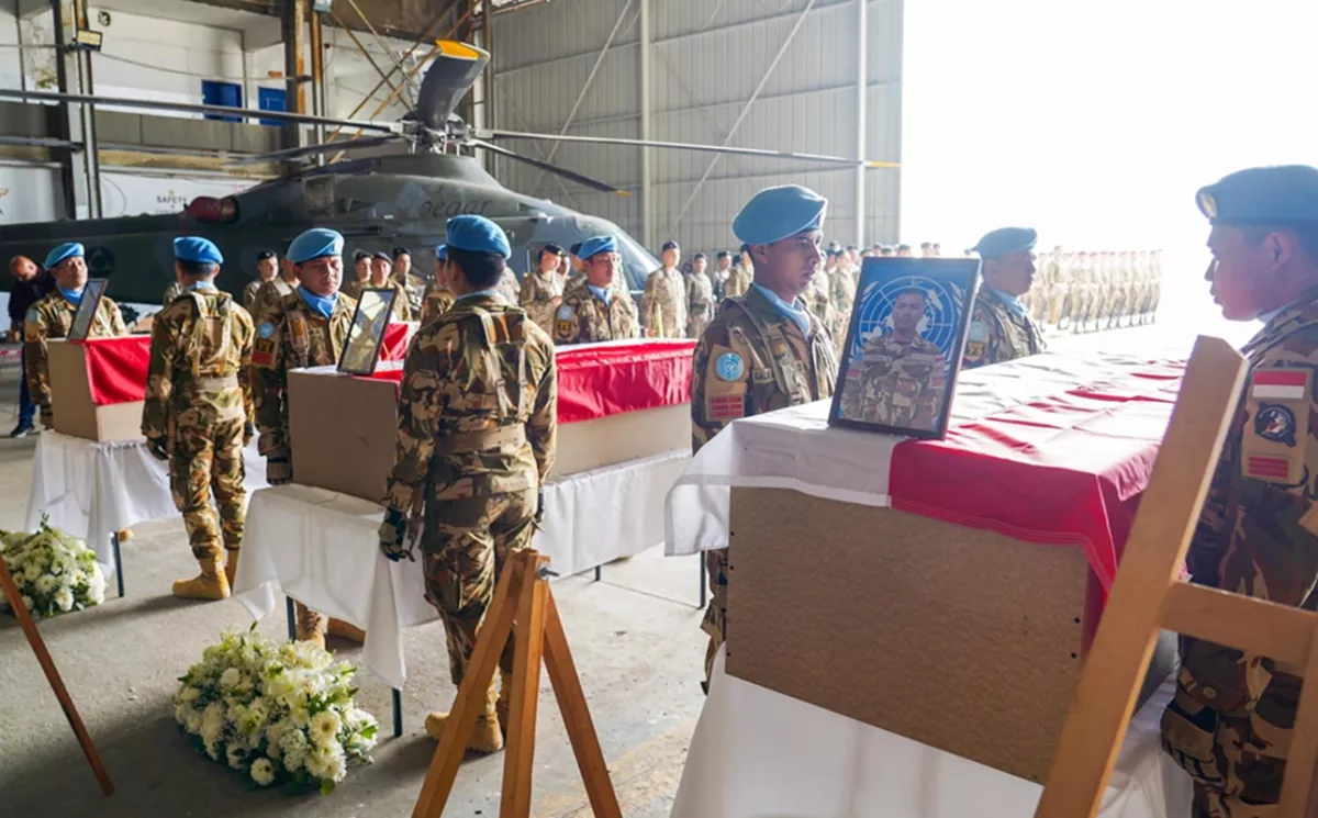 Penghormatan Terakhir PBB untuk Tiga Ksatria TNI yang Gugur di Lebanon Selatan