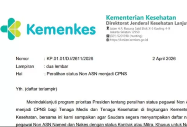 Viral Surat Pengangkatan Nakes Honorer Jadi CPNS, Begini Penjelasan Resmi Kemenkes