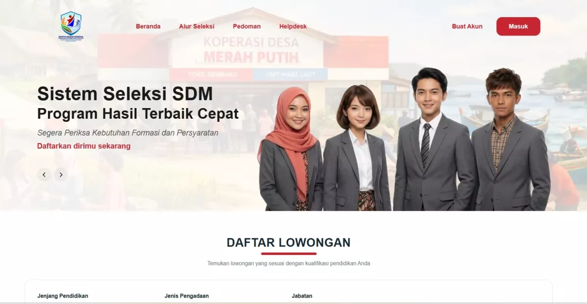 AYO JADI CEO DESA! REKRUTMEN 30.000 Manajer Kopdes Merah Putih Dibuka via phtc.panselnas.go.id, CUMA Sampai 24 April 2026