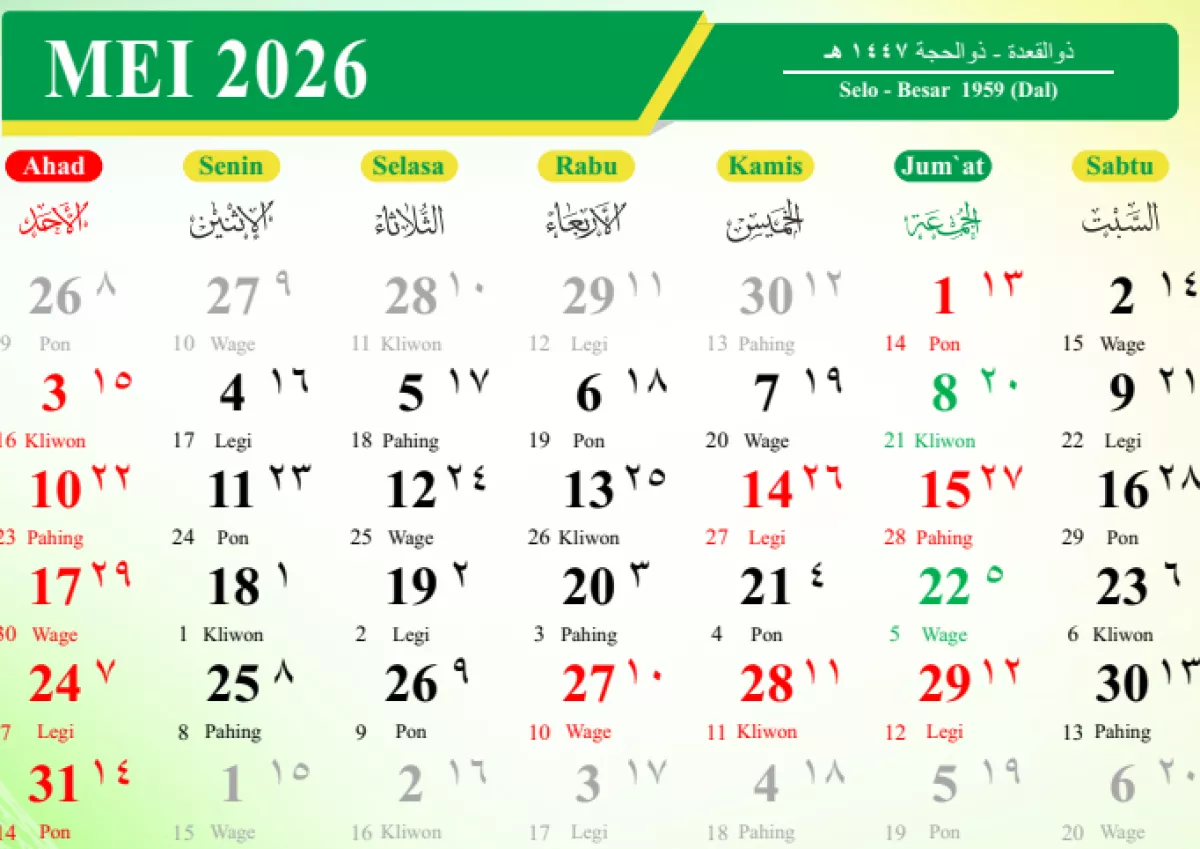 Daftar Lengkap Tanggal Merah Mei 2026: Siap-Siap Ada 3 Long Weekend!