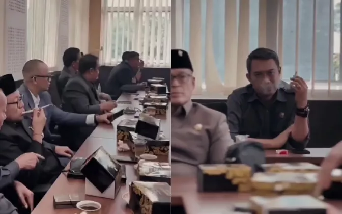 Anggota DPRD Jateng Asyik Merokok di Ruang Rapat Ber-AC, Netizen Geram!