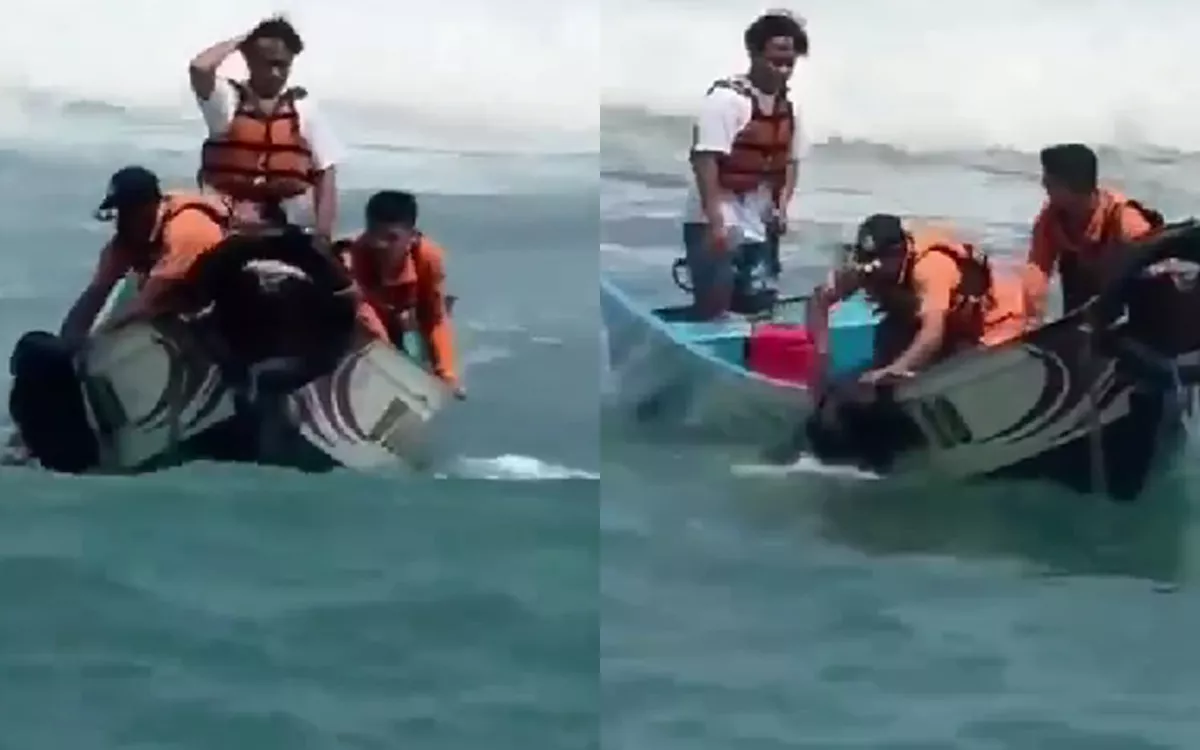 Mencekam! Aksi Heroik Petugas Selamatkan Wisatawan yang Terseret Arus di Pantai Sundak