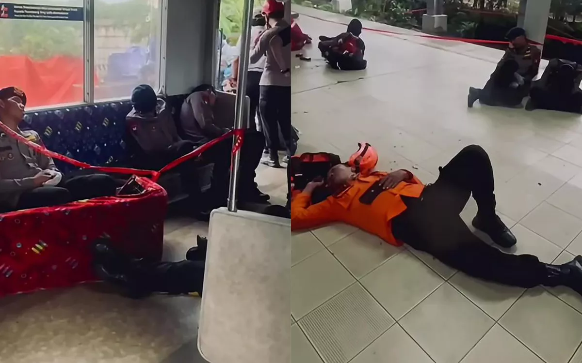 Bikin Mewek! Berjam-jam Tak Tidur, Petugas Kecelakaan KA Bekasi Terkapar Kelelahan di Lokasi