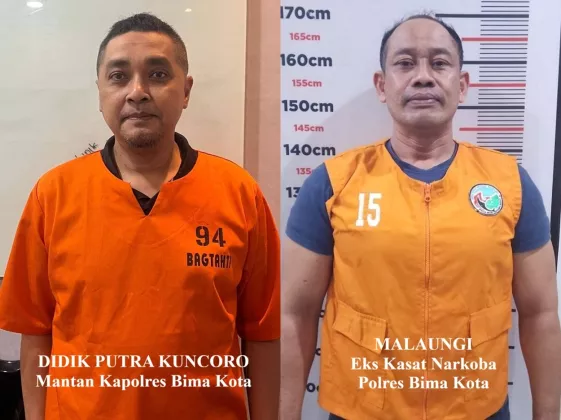 Foto Mantan Kapolres & Eks Kasat Narkoba Bima Kota Pakai Baju Tahanan Oranye Nomor 94 & 15 Viral