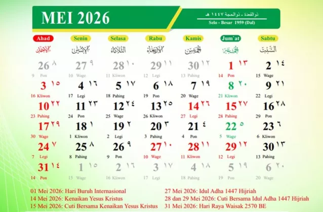 ASYIK BESOK TANGGAL MERAH! Cek Jadwal Lengkap Long Weekend Awal Mei 2026