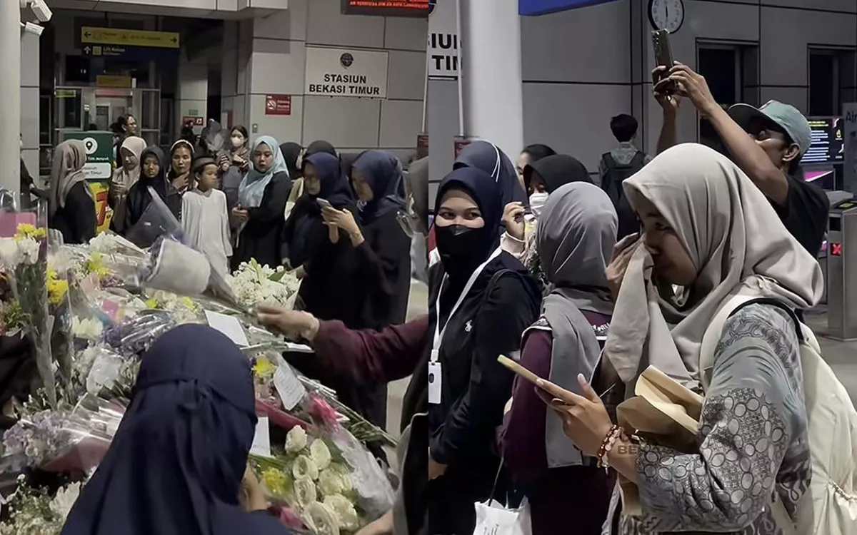 Aksi Simpati di Stasiun Bekasi Timur, Penumpang Letakkan Bunga Belasungkawa