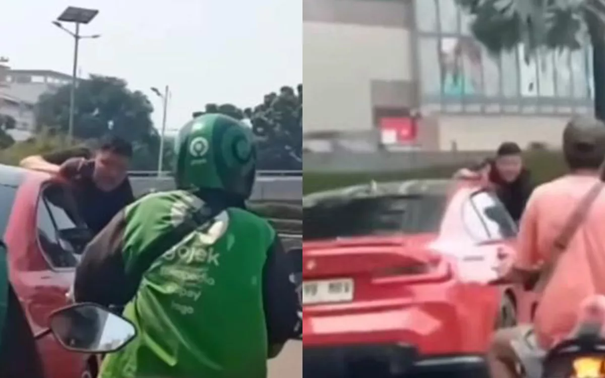 Dramatis! Sambil Teriak Maling, Pria Ini Nekat Gelantungan di Kap Mobil yang Melaju Kencang