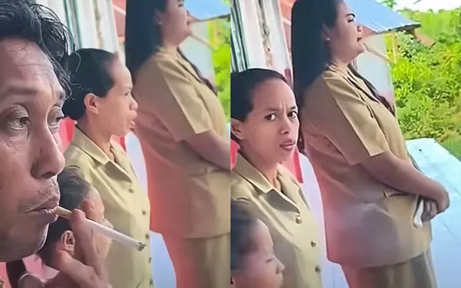 Bikin Elus Dada! Guru Asyik Merokok Saat Upacara Bendera Berlangsung