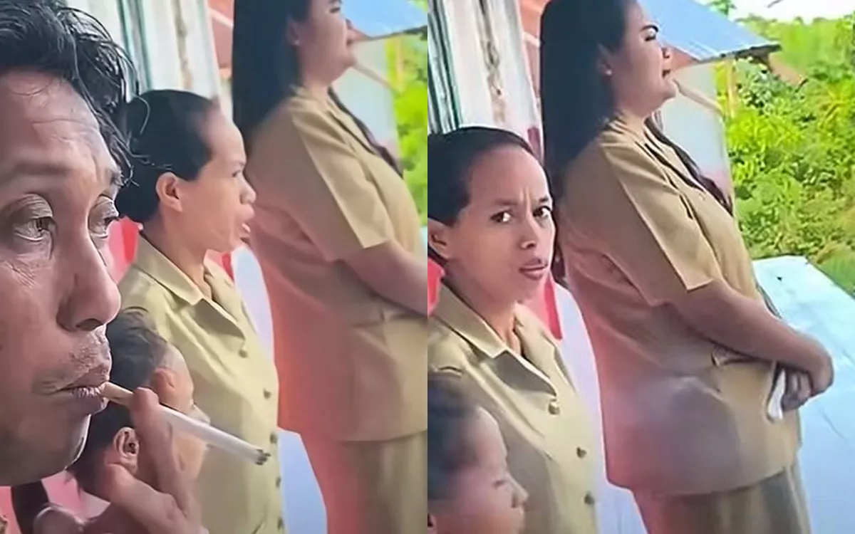 Bikin Elus Dada! Guru Asyik Merokok Saat Upacara Bendera Berlangsung