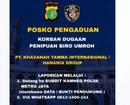 Polda Metro Jaya Buka Posko Pengaduan Korban Penipuan Umrah Hanania Group