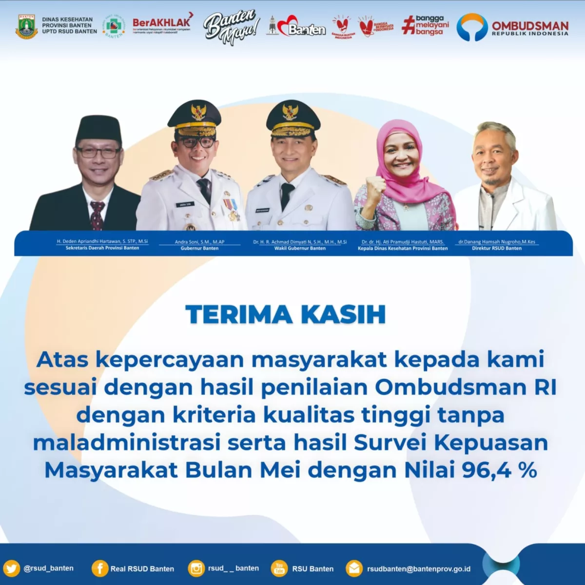RSUD Banten Cetak Prestasi, Tingkat Kepuasan Masyarakat Tembus 96,4 Persen