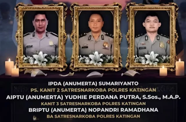 Gugur Saat Berantas Narkoba di Katingan, Tiga Polisi Diganjar Kenaikan Pangkat