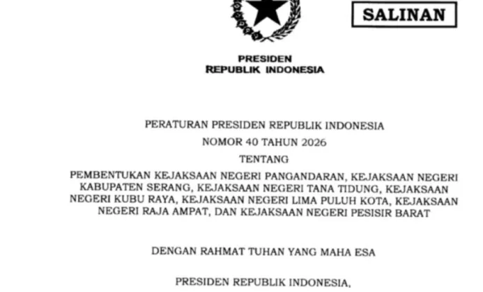 Prabowo Teken Perpres Pembentukan 7 Kejaksaan Negeri Baru, Operasional Dilakukan Bertahap