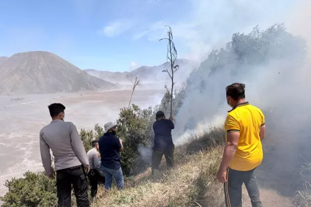 Api Muncul Lagi di Bromo! Petugas Gabungan Berjibaku Pemadamkan Karhutla