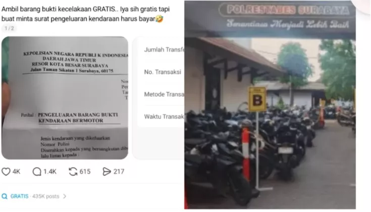 Viral, Warga Ambil Motor Kecelakaan di Polrestabes Surabaya Harus Bayar Rp1 Juta, MIRIS!