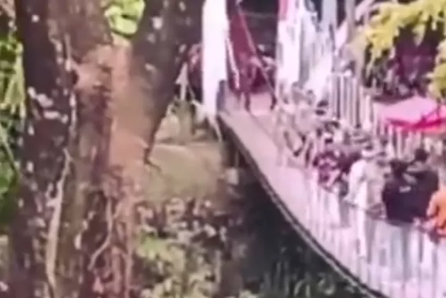 Mencekam! 50 Orang di Atas Jembatan Gantung Pongpet Pangandaran Ambruk Seketika Usai Diresmikan