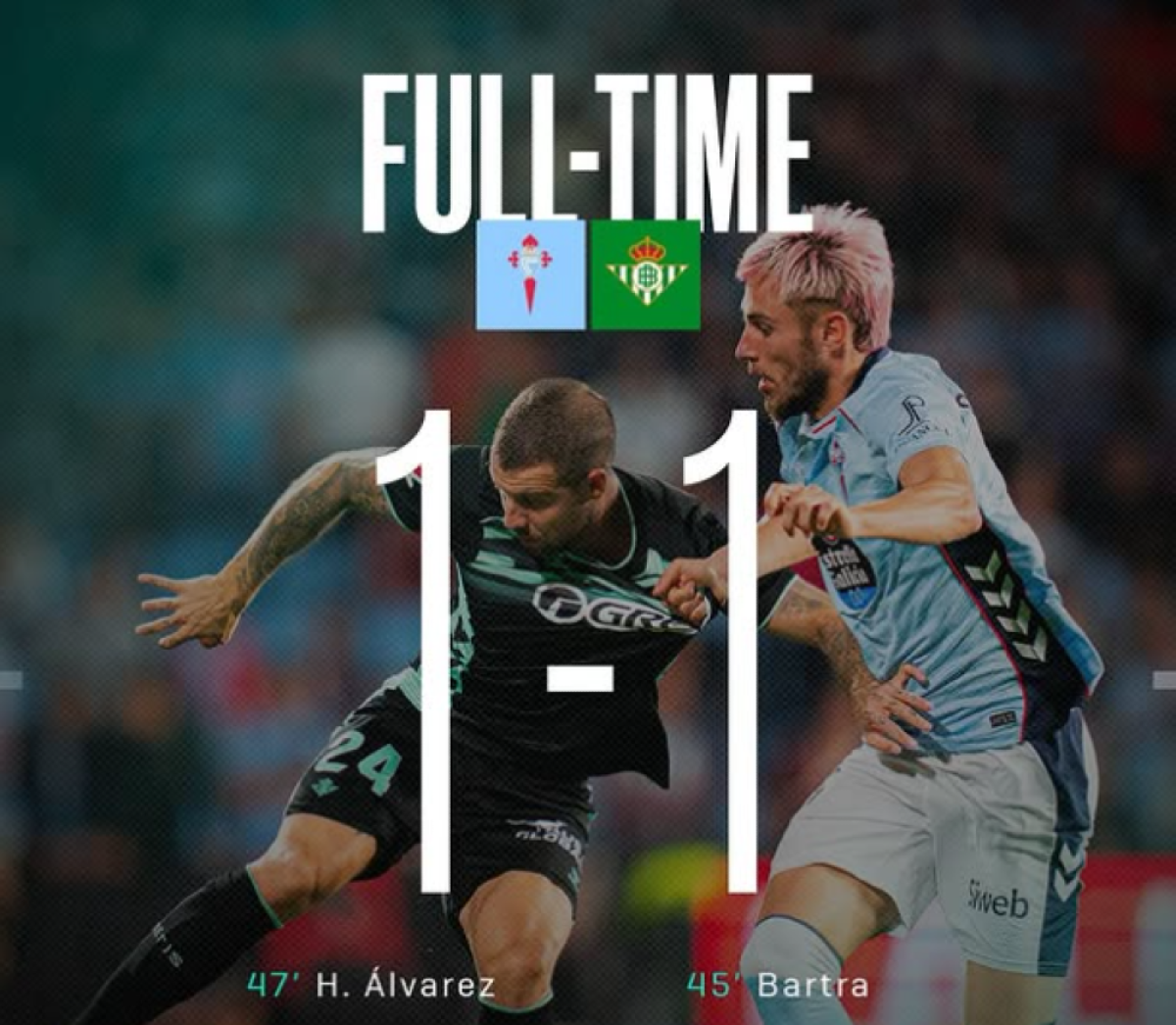 Liga Spanyol: Real Betis VS Celta Vigo Imbang 1-1, Los Celestes Terpuruk di Papan Bawah Klasemen