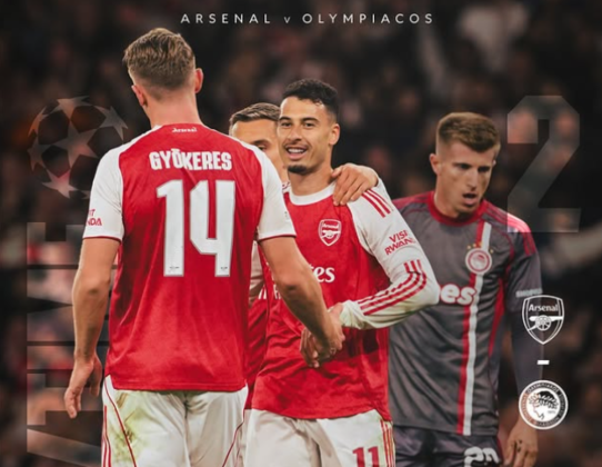 Dua Gol, Tiga Poin! Arsenal Bungkam Olympiakos dengan Skor 2-0