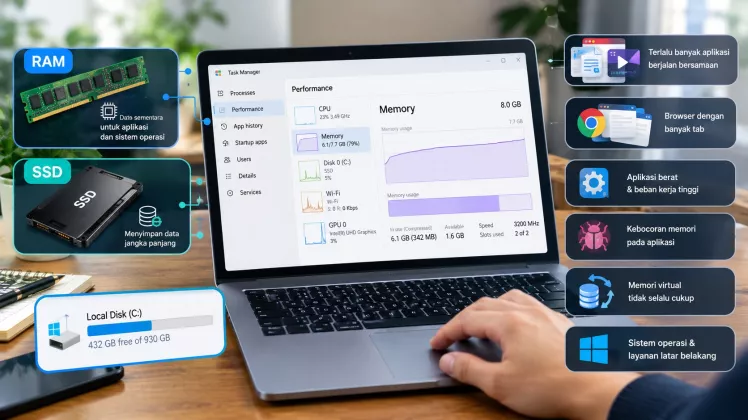 Mengapa Komputer Bisa Kehabisan Memori meski Ruang SSD Masih Luas?