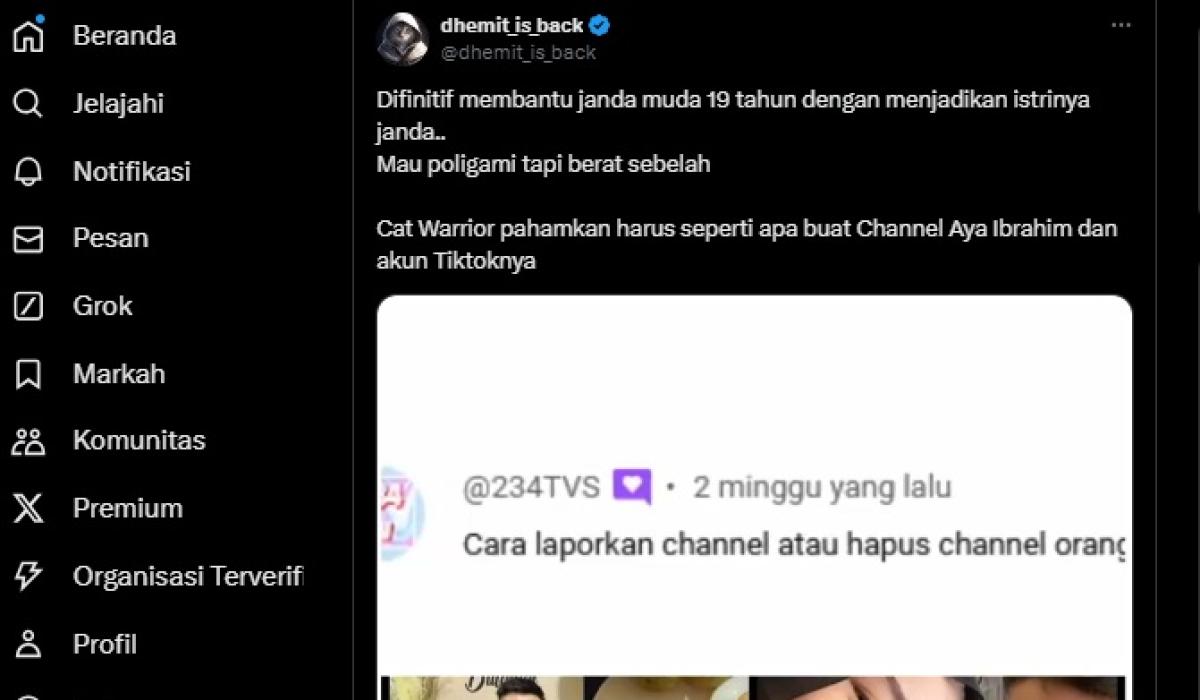 Usai Viral Gegara Nikah Siri Dengan Diduga Pelakor Saat Istri Hamil 2 Bulan, Chanel YouTube Aya Ibrahim Digeruduk Netizen