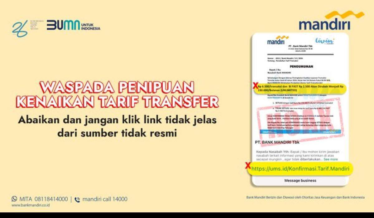 Hati-hati Dapat Pesan Mengatasnamakan Bank Mandiri, Jangan Asal KLIK, Cek Dulu Kebenarannya!