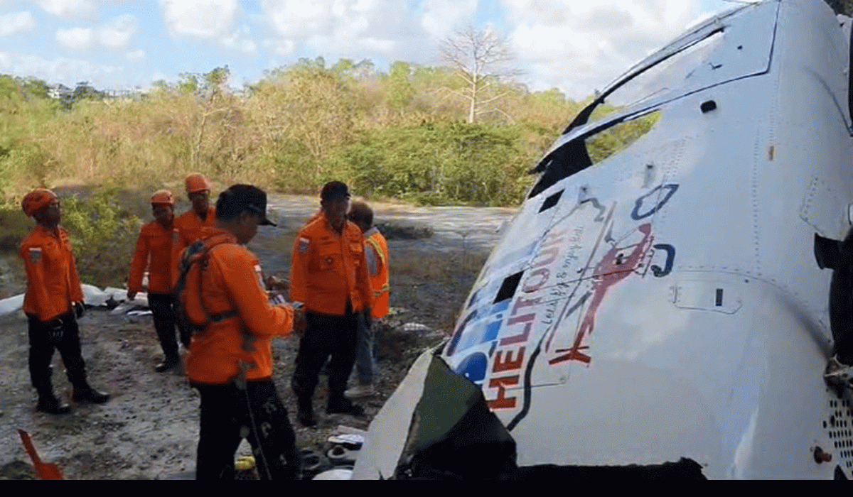 Diduga Terlilit Tali Layangan, Helikopter Berpenumpang 5 Orang Jatuh di Bali